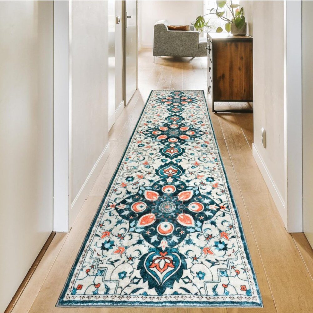 SARAG 2x8 Runner Rug for Hallways Non Skid Washable Kitchen Runner Green Vintage